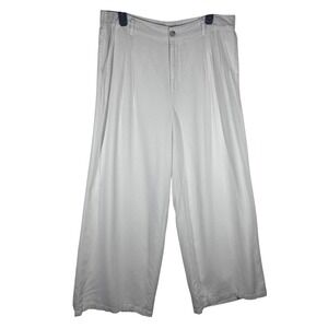 Liz Claiborne White Wide Leg High Rise Pleated Pants Elastic Waist Size 12 NEW